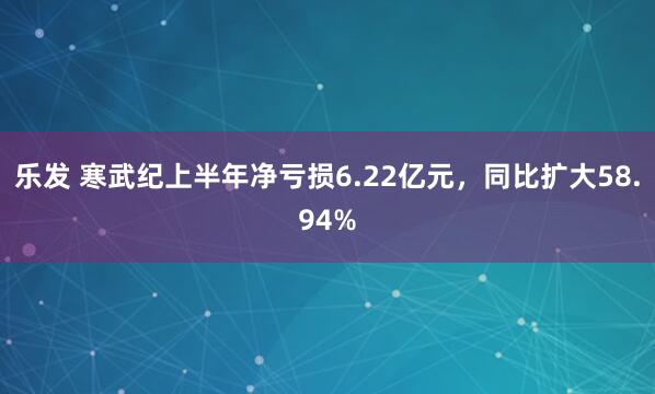 乐发 寒武纪上半年净亏损6.22亿元,同比扩大58.94%